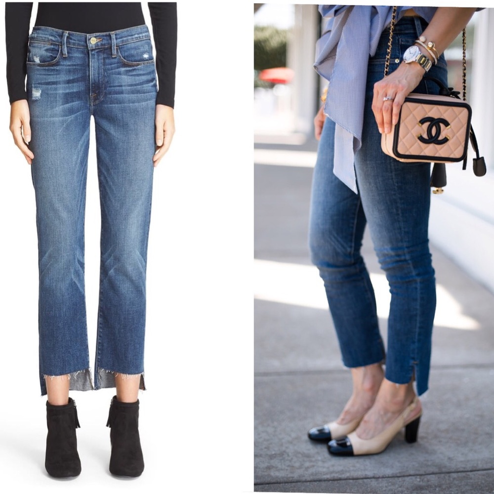 FRAME 'Le High Straight' Staggered Hem Jeans